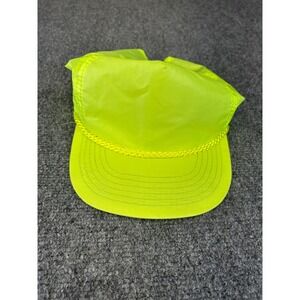 Vintage Designer Award Headwear Neon Yellow Ripstop Nylon Rope Snapback Hat Hat